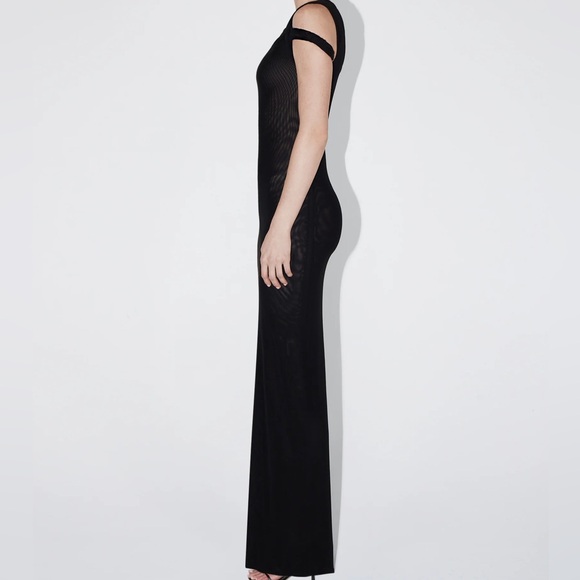 NWT KHY Black Mesh Stretch Twist Maxi Dress - Picture 3 of 10